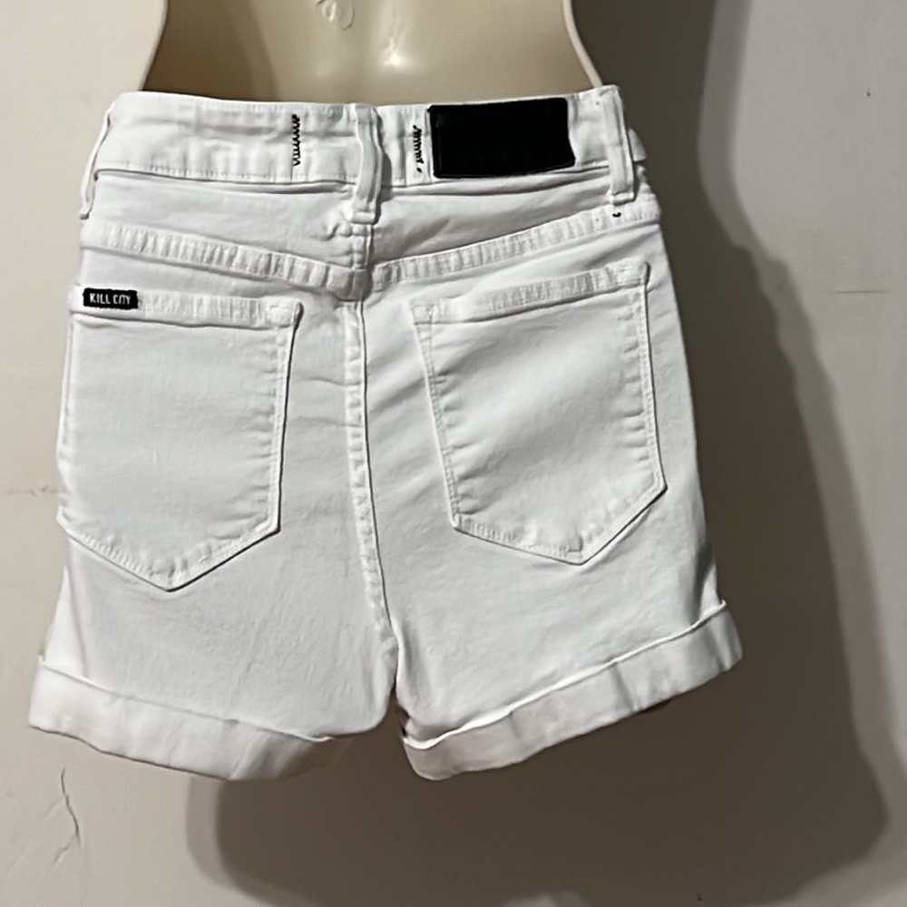 Kill City Women’s Cuffed White Denim Shorts Size XS - Picture 5 of 9